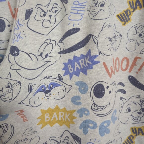 Disney Critter Lounge elastic waist sweat pants wide leg Grey Multi-Color Size L - Picture 6 of 15